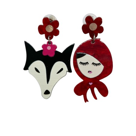 earrings plexiglass wolf and red1